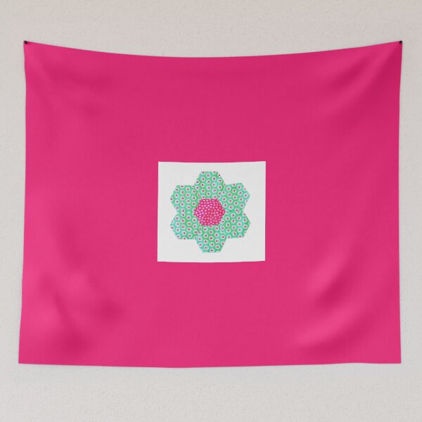 Item preview, Pink and Green Floral Hexagon Patchwork Flower designed and sold by Miss Sherry's Home.