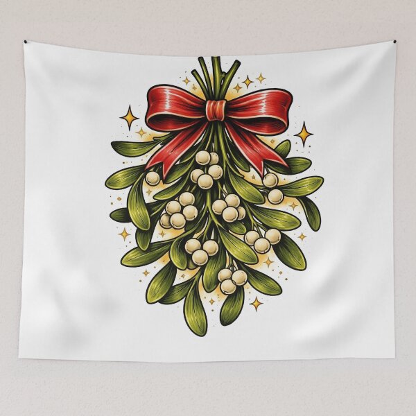 Item preview, Mistletoe with Red Bow Illustration designed and sold by creativevandal.