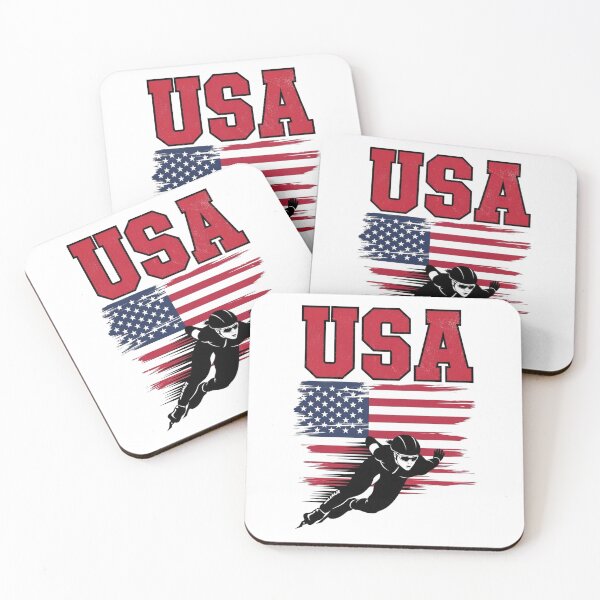 Item preview, USA Woman Speed Skating Winter Games American Flag designed and sold by R&BApparel.