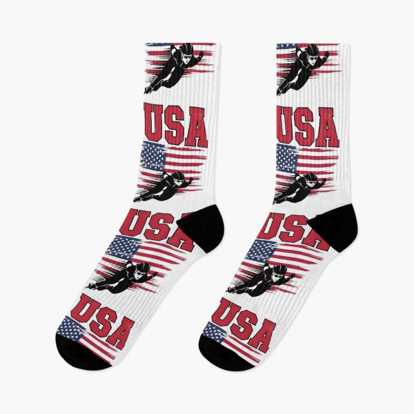 Item preview, USA Woman Speed Skating Winter Games American Flag designed and sold by R&BApparel.
