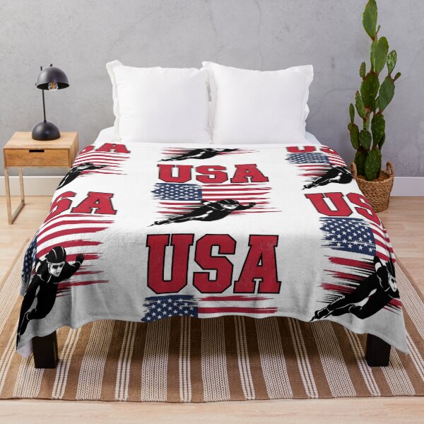 Item preview, USA Woman Speed Skating Winter Games American Flag designed and sold by R&BApparel.