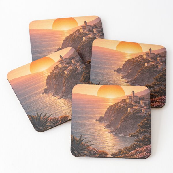Item preview, Mediterranean Cliff Village View designed and sold by kurtulushstudio.