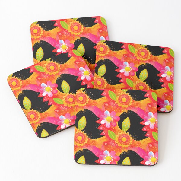 Item preview, Neon Sunburst Flower Power Glow Pattern designed and sold by bubblegoth.