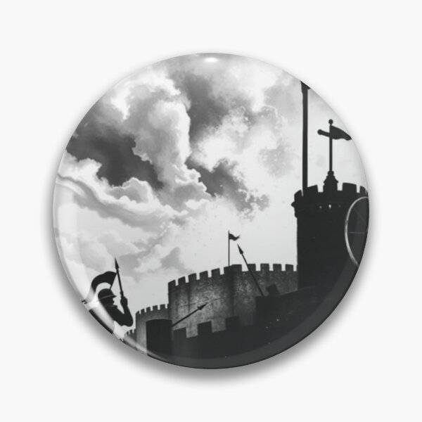 Item preview, Epic Medieval Castle Siege Black and White Fantasy Art designed and sold by EllDAV777.