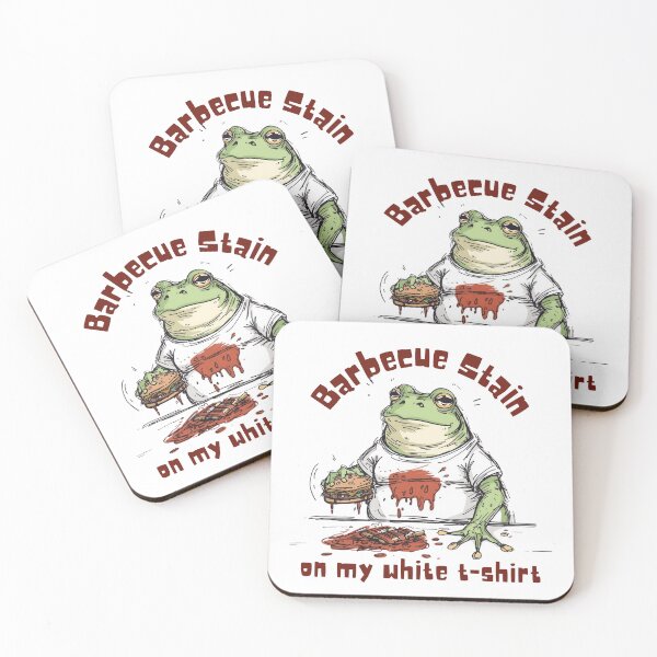 Item preview, Funny Frog Messy Eater - Barbecue Stain on White T-Shirt designed and sold by EchoPrint Co..