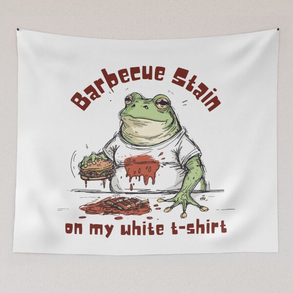 Item preview, Funny Frog Messy Eater - Barbecue Stain on White T-Shirt designed and sold by EchoPrint Co..