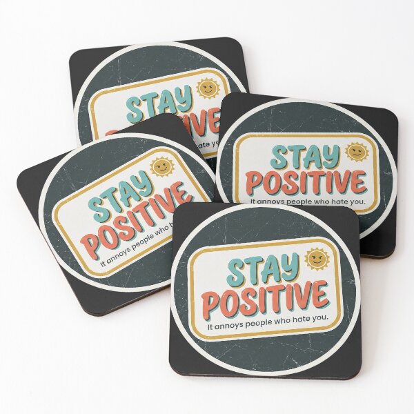 Item preview, "Stay Positive" – Retro 70s Sticker Art & Funny Sarcastic Motivational Quote designed and sold by Deadpan Decor.