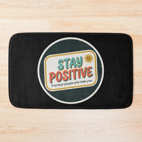 Item preview, "Stay Positive" – Retro 70s Sticker Art & Funny Sarcastic Motivational Quote designed and sold by Deadpan Decor.