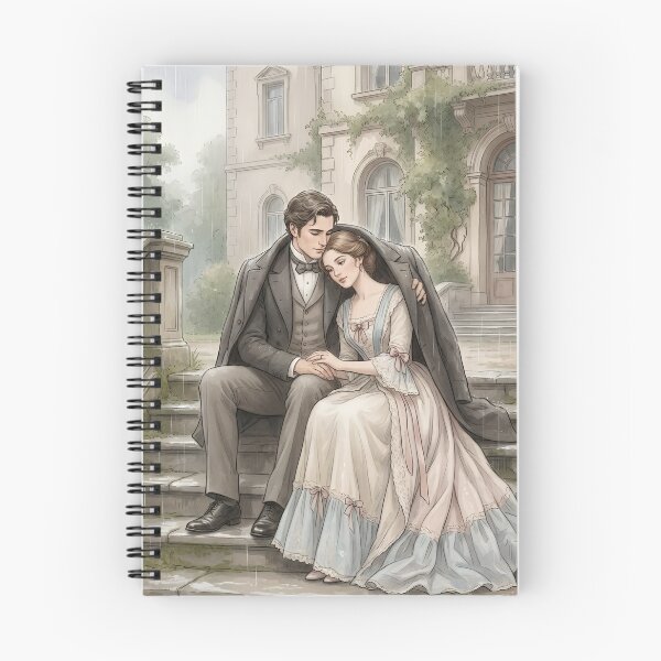 Item preview, Rainy Regency Romance - Vintage Watercolor Romantic Couple Art designed and sold by MAGICKEY2024.