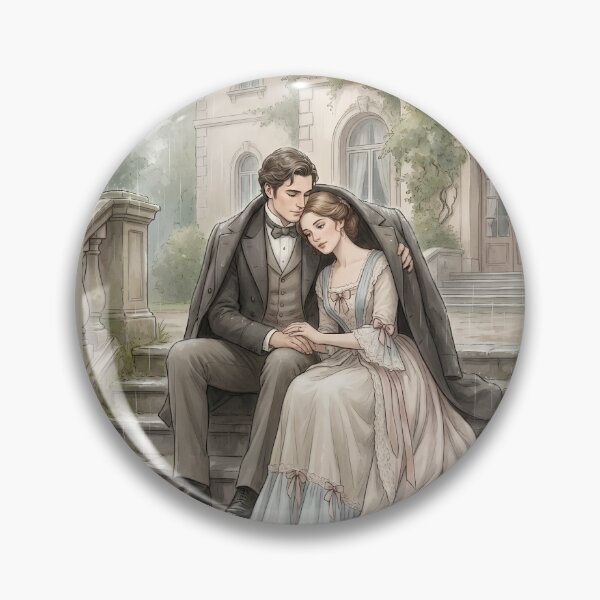 Item preview, Rainy Regency Romance - Vintage Watercolor Romantic Couple Art designed and sold by MAGICKEY2024.