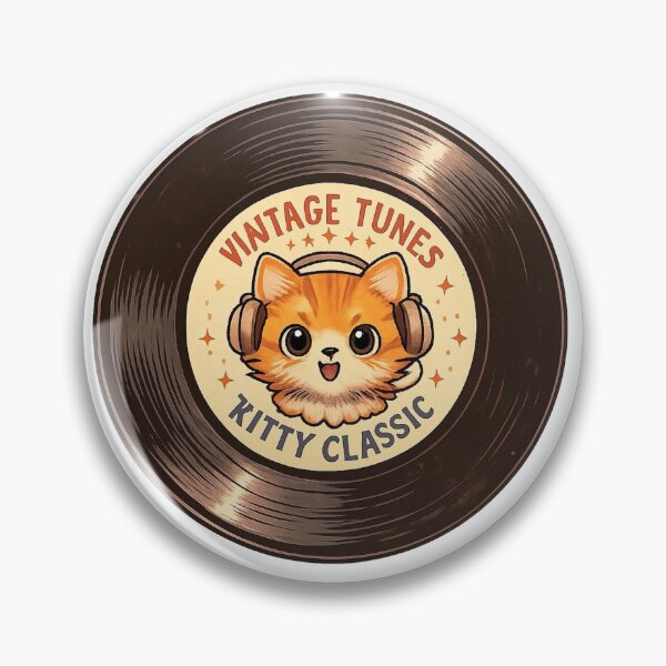 Item preview, Aesthetic Record – Kawaii Cat on Vintage Vinyl Disc Illustration designed and sold by Paws-nd-Prints.