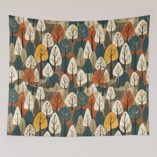 Item preview, Colorful abstract forest of stylized trees designed and sold by Rue Market.