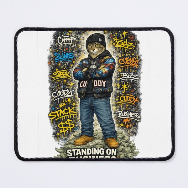 Item preview, Cuddy Graffiti Streetwear - Cool Cat in Motorcycle  Jacket designed and sold by The Crimson Halo.