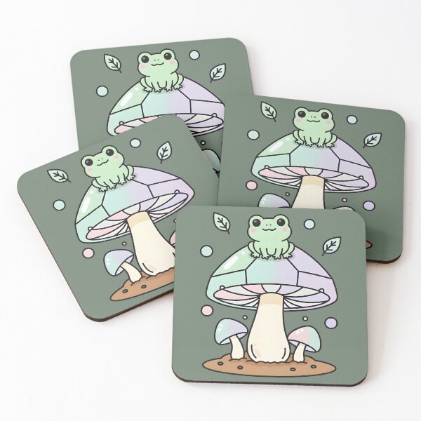 Item preview, Mystical Frog on Glowing Crystal Mushroom | Cute Kawaii Nature Art designed and sold by Harmon Luxe Studio .