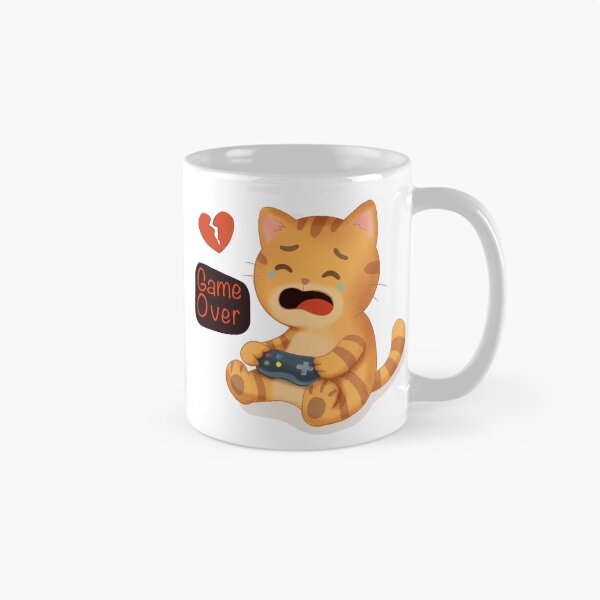 Item preview, Game Over Crying Gamer Cat – Cute Video Game Sticker (Broken Heart) designed and sold by bumblebrush.