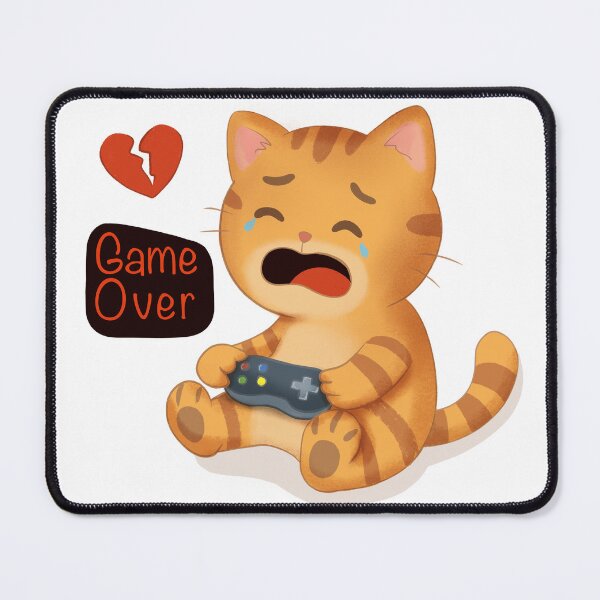 Item preview, Game Over Crying Gamer Cat – Cute Video Game Sticker (Broken Heart) designed and sold by bumblebrush.