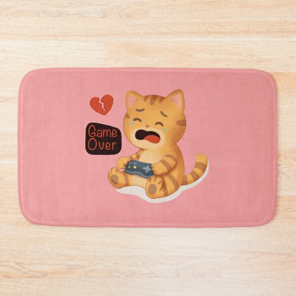 Item preview, Game Over Crying Gamer Cat – Cute Video Game Sticker (Broken Heart) designed and sold by bumblebrush.