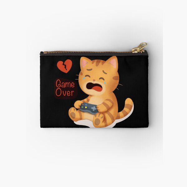 Item preview, Game Over Crying Gamer Cat – Cute Video Game Sticker (Broken Heart) designed and sold by bumblebrush.