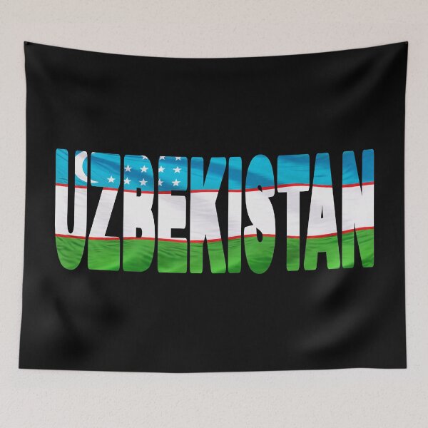 Item preview, UZBEKISTAN - Flag Flying in Wind cut to Letters Souvenir Sticker Shirt designed and sold by Adam Gormley.