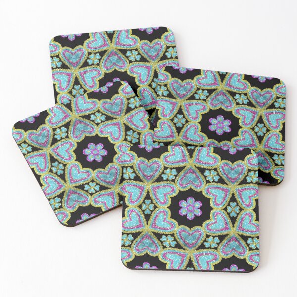 Item preview, Glitter Hearts and Flowers Pattern – Colorful Hand Drawn Boho Glam Design designed and sold by Victoria Rose.