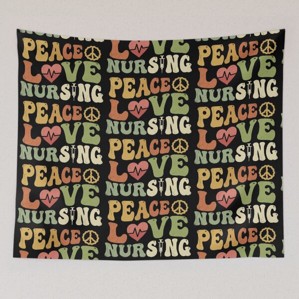Item preview, Peace Love Nursing Retro 70s – Hippie Nurse Healthcare Worker Groovy Valentine Gift Design designed and sold by Luminari Creations.