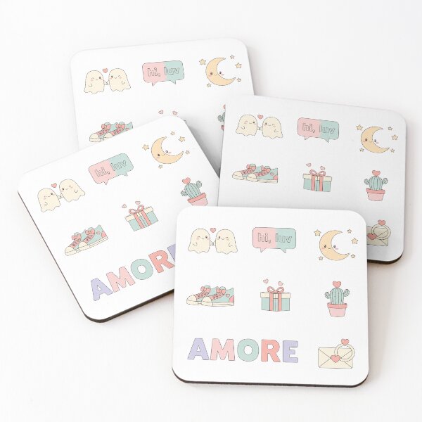 Item preview, 9 Cute Valentine Character Stickers - Pastel Animals & Couples - Minimalist Borderless Flat Design designed and sold by Siamcatshop.