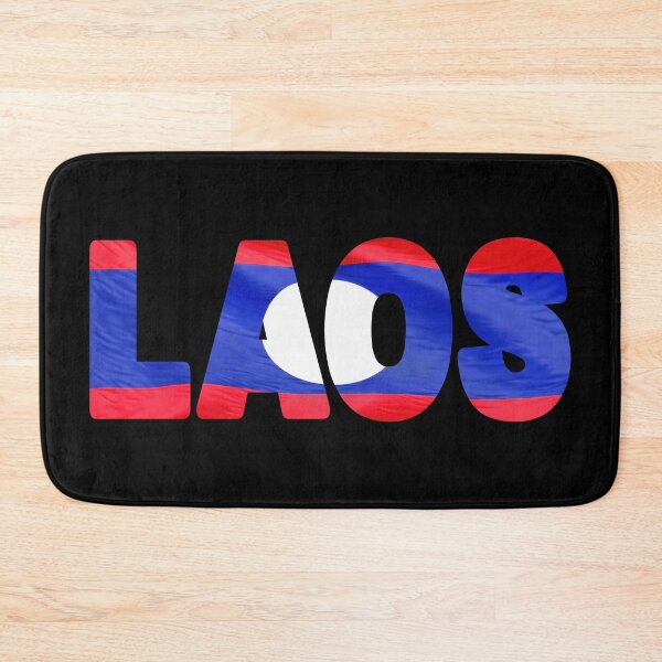 Item preview, LAOS - Flag Flying in Wind cut to Letters Souvenir Sticker Shirt designed and sold by Adam Gormley.