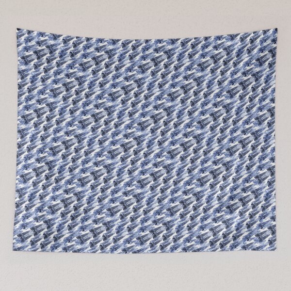 Item preview, Abstract Diagonal Mountain Pattern in Navy on White designed and sold by Artistestella.