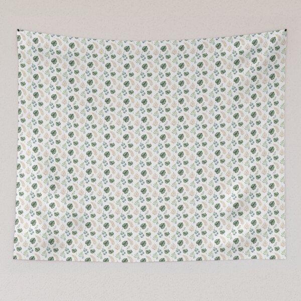 Item preview, Watercolor Pattern Design Tropical Botanical Leaves Boho Green and Beige designed and sold by jelypop.
