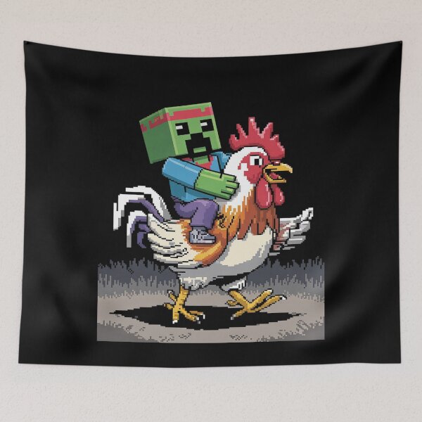 Item preview, Zombie Riding Chicken Pixel Art Gamer Kids1  designed and sold by MarryIsMonth.