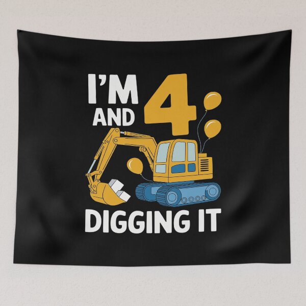 Item preview, I'm 4 And Digging It 4 Years Boys 4th Birthday Excavator  designed and sold by FadeOfThrone.