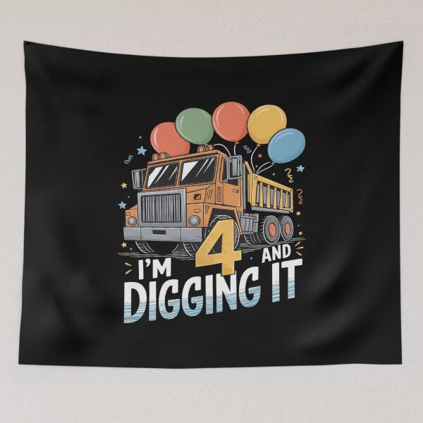 Item preview, I'm 4 Year Old Digging It 4th Birthday Construction Truck  designed and sold by FadeOfThrone.