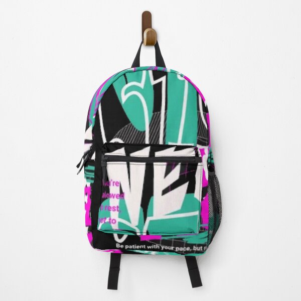 Item preview, Cyber-Graphic Never Stop Just Move Teal and Pink Art Print designed and sold by GenZFashion000.