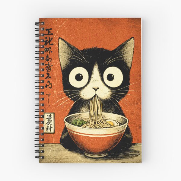 Item preview, Big eyed black cat enjoying Japanese food  designed and sold by obstinator.