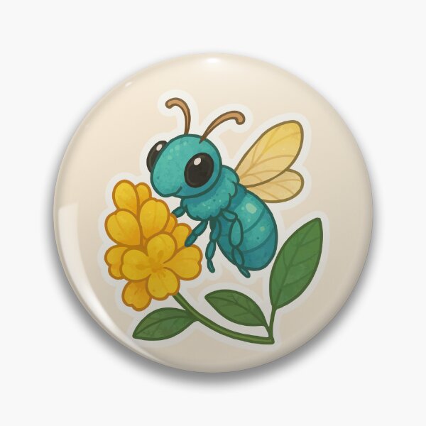 Item preview, Green Orchid Bee & Cassia Flower – Florida Pollinator Illustration designed and sold by Tiny Joy World.