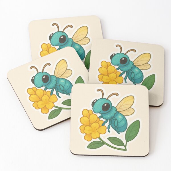 Item preview, Green Orchid Bee & Cassia Flower – Florida Pollinator Illustration designed and sold by Tiny Joy World.