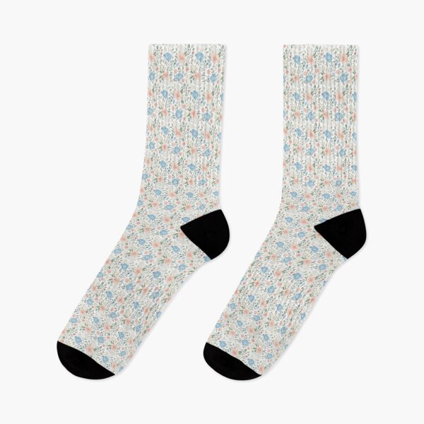 Item preview, Shabby Chic Watercolor Floral Pattern, Soft Peach and Powder Blue designed and sold by jelypop.
