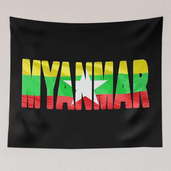 Item preview, MYANMAR - Flag Flying in Wind cut to Letters Souvenir Sticker Shirt designed and sold by Adam Gormley.
