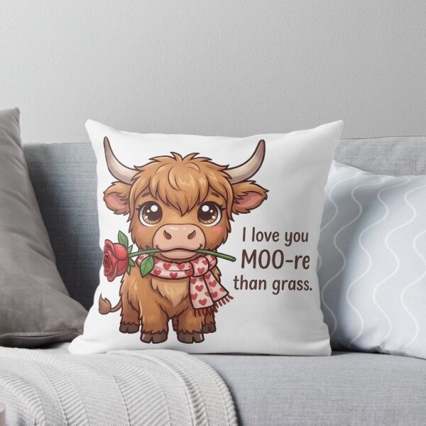 Item preview, I Love You Moo-re Than Grass Highland Cow – Cute Valentine Pun Rose Kawaii Gift Design designed and sold by Luminari Creations.