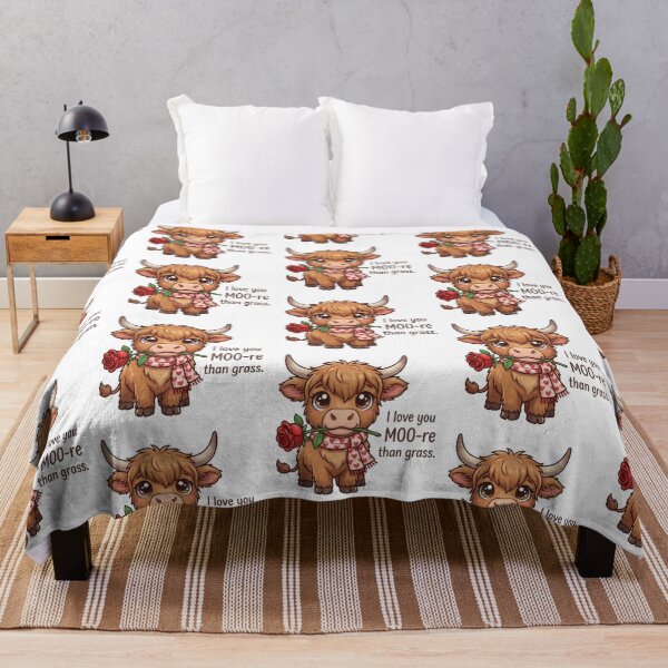 Item preview, I Love You Moo-re Than Grass Highland Cow – Cute Valentine Pun Rose Kawaii Gift Design designed and sold by Luminari Creations.