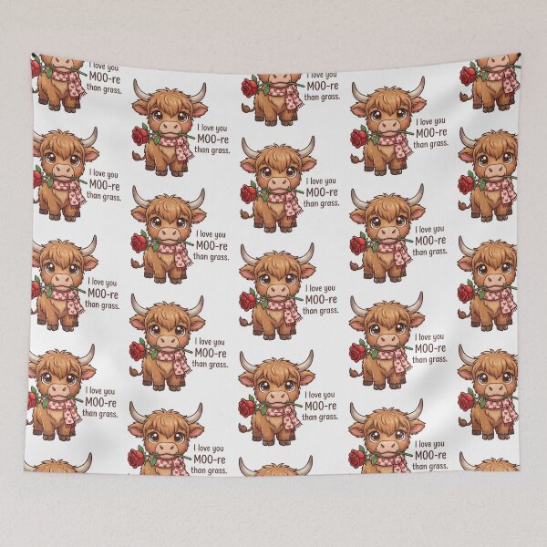 Item preview, I Love You Moo-re Than Grass Highland Cow – Cute Valentine Pun Rose Kawaii Gift Design designed and sold by Luminari Creations.