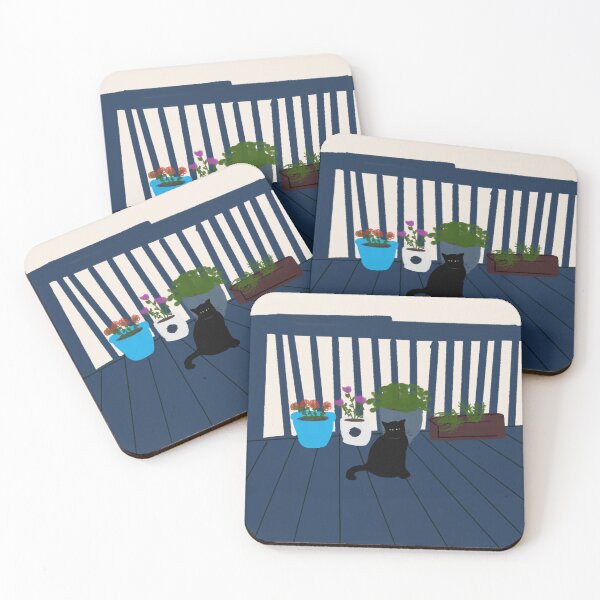 Item preview, Quiet Balcony with a Black Cat designed and sold by rkhaity.