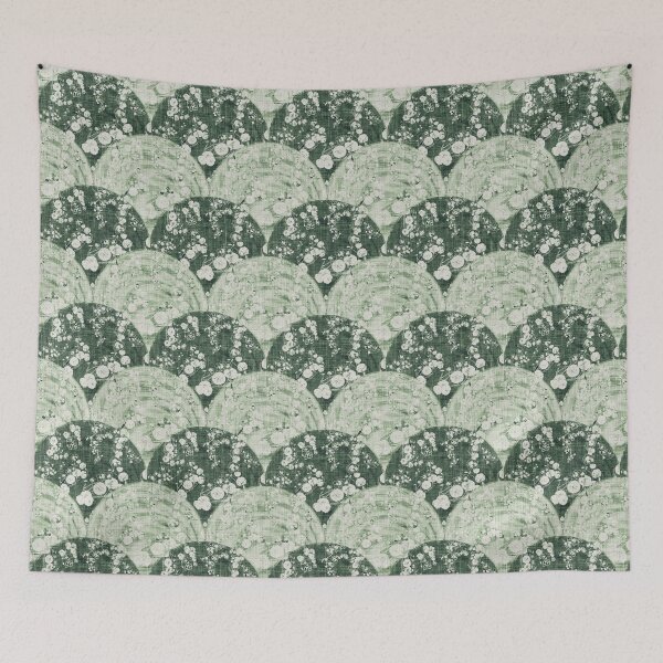 Item preview, Vintage Floral Nasturtium Vine Nouveau Deco Fan - Sage Green designed and sold by LoveAlways-AEP.