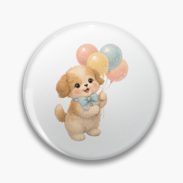 Item preview, Cute Puppy with Balloons – Babycore Pastel Nursery Illustration, Kawaii Dog Art designed and sold by SirensSageStone.