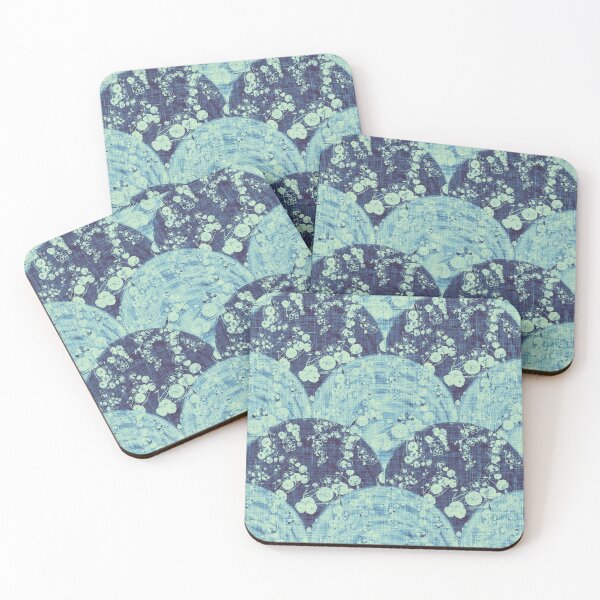 Item preview, Vintage Floral Nasturtium Vine Nouveau Deco Fan - Moonlit Blues designed and sold by LoveAlways-AEP.