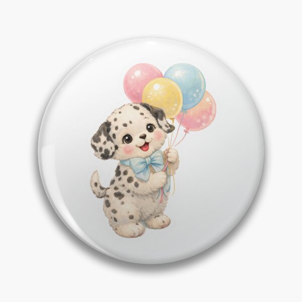Item preview, Cute Dalmatian Puppy with Balloons – Babycore Pastel Nursery Illustration, Kawaii Dog Art designed and sold by SirensSageStone.