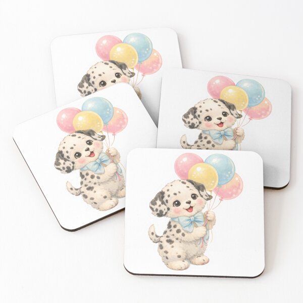 Item preview, Cute Dalmatian Puppy with Balloons – Babycore Pastel Nursery Illustration, Kawaii Dog Art designed and sold by SirensSageStone.
