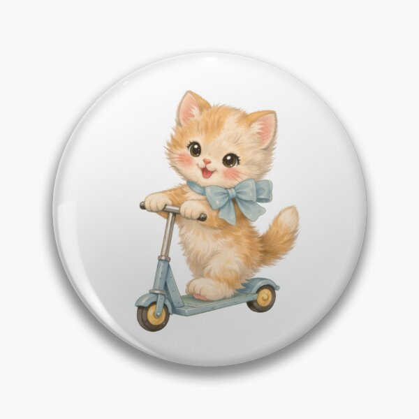 Item preview, Cute Kitten on Scooter – Babycore Pastel Nursery Illustration, Kawaii Cat Art designed and sold by SirensSageStone.