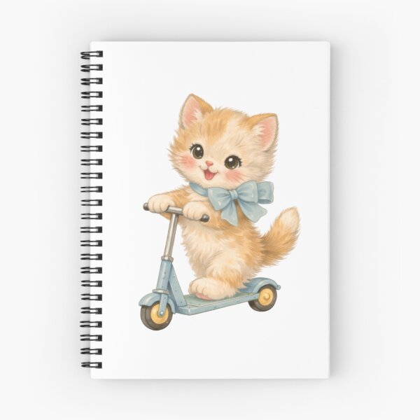 Item preview, Cute Kitten on Scooter – Babycore Pastel Nursery Illustration, Kawaii Cat Art designed and sold by SirensSageStone.
