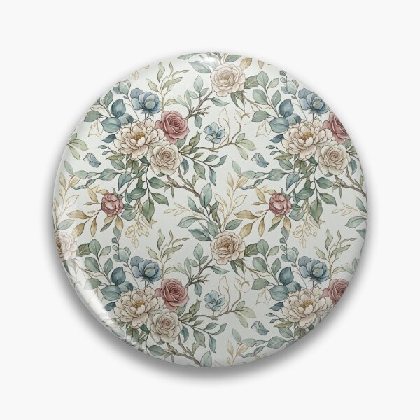 Item preview, Watercolor Botanical Pattern: Vintage Roses, Sage Green Foliage and Beige. designed and sold by jelypop.